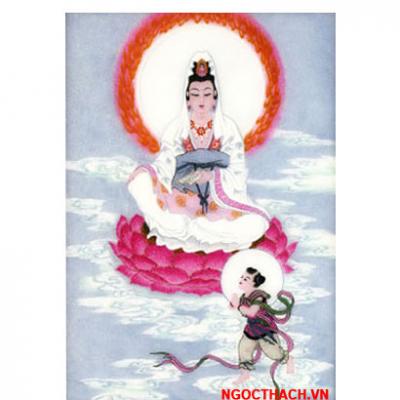 Tranh đá quý- Đồng Tử Bái Quan ÂM